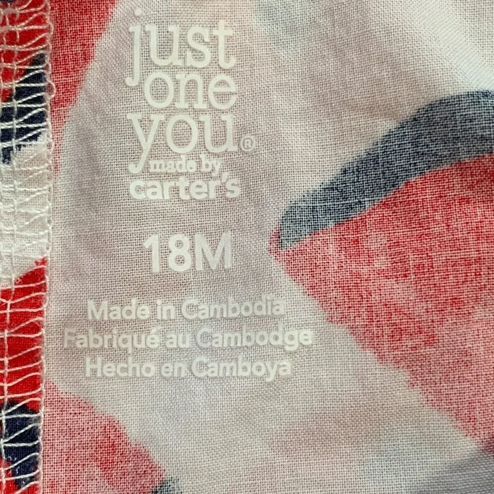 Just One You By Carters One Piece Romper Patriotic Red Watermelon Star Print